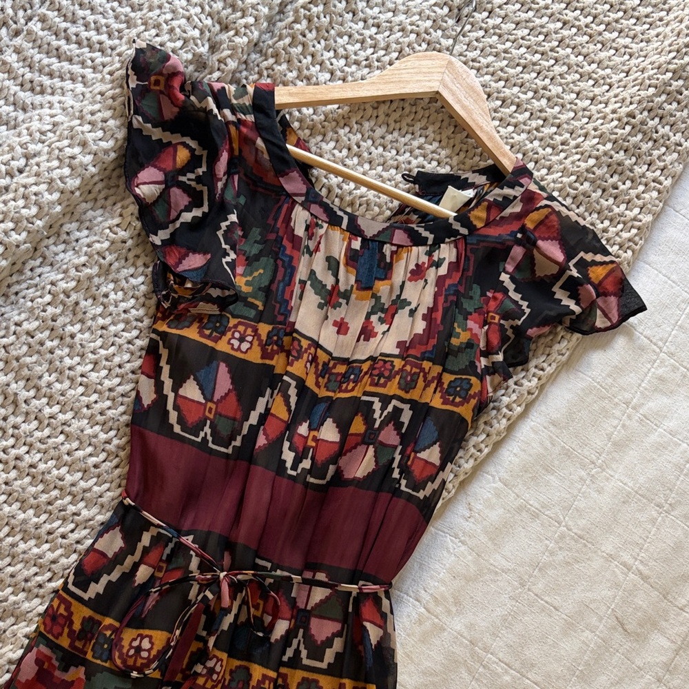 Anthropologie Multicolor Patterned Midi Dress